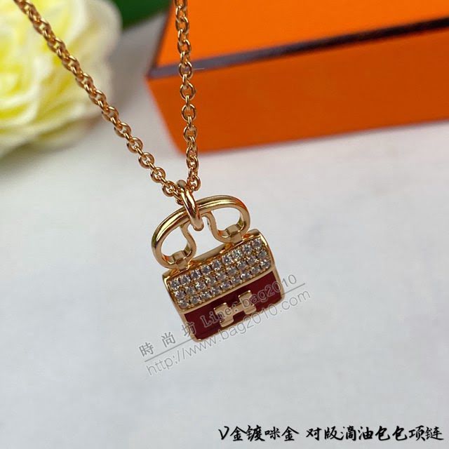 Hermes首飾品 愛馬仕925銀女士項鏈 Hermes原版滴油包包項鏈  zgh1507